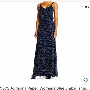 Adriana Papell Navy Blue Beaded Dress
